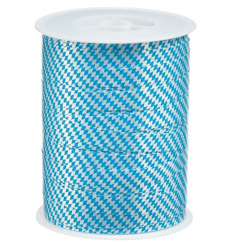 Floristik24 Fita decorativa ondulada Oktoberfest azul-branco 10mm 250m