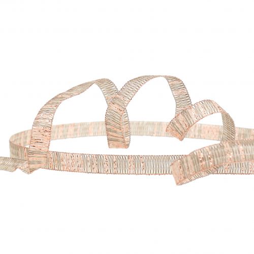 Floristik24 Natureza de fita decorativa com lurex de cobre reforçado com fio 10mm 20m