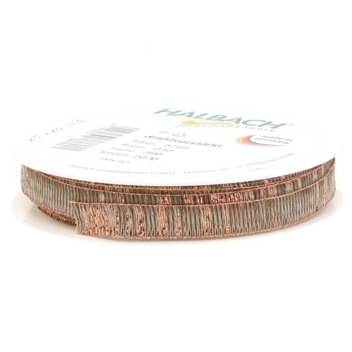 Floristik24 Natureza de fita decorativa com lurex de cobre reforçado com fio 10mm 20m