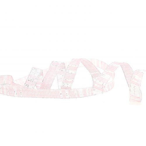 Floristik24 Fita Deco rosa com fio Lurex prateado reforçado 10mm 20m