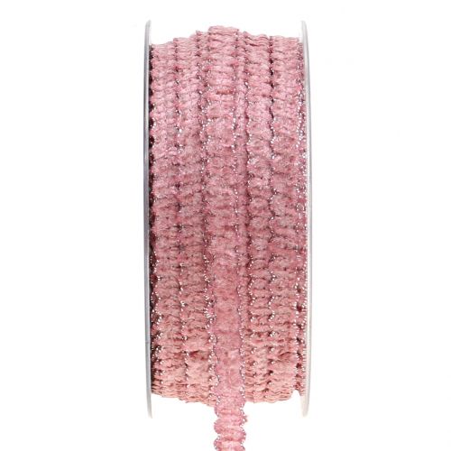 Floristik24 Veludo de fita Deco parece rosa 10mm 20m