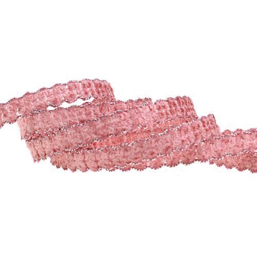 Floristik24 Veludo de fita Deco parece rosa 10mm 20m