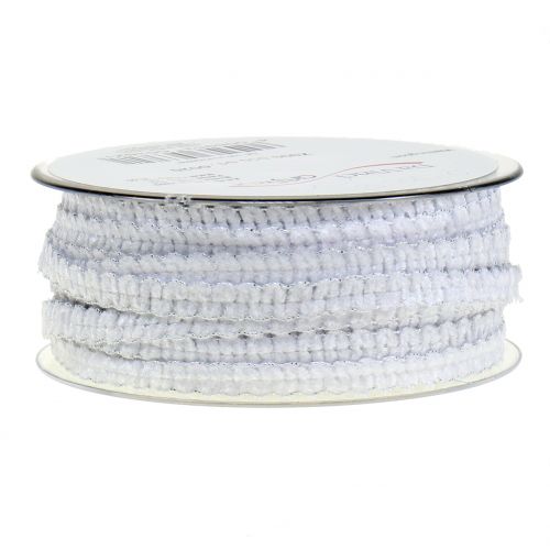 Floristik24 Veludo de fita Deco parece branco 10mm 20m