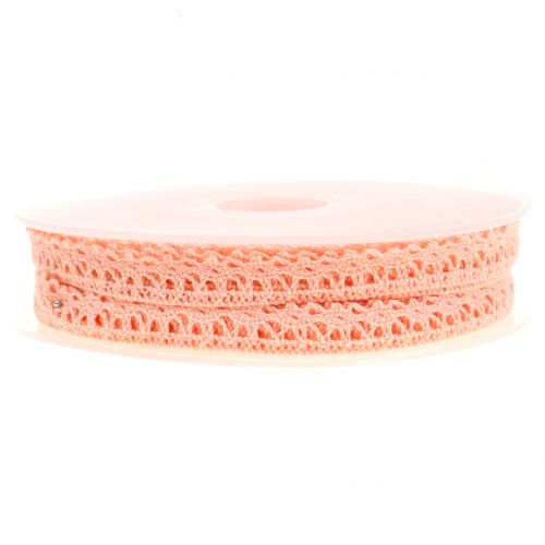Itens Fita decorativa crochê renda salmão 12mm 20m
