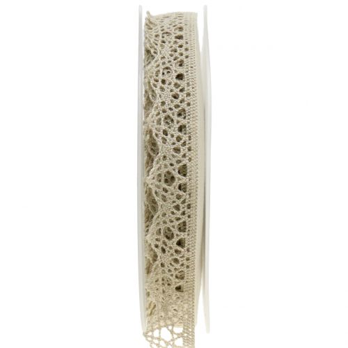 Fita decorativa renda bege cinza 22mm 20m