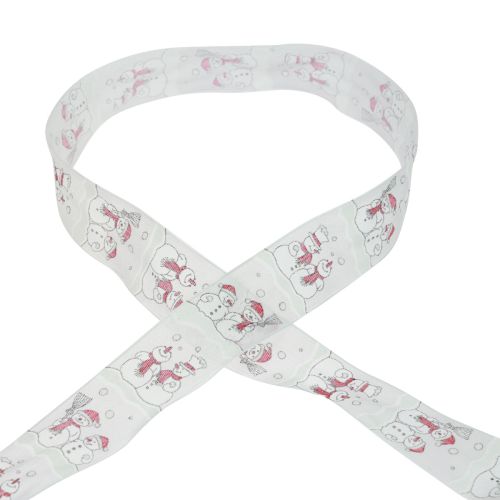 Itens Fita para presente Boneco de neve de Natal Inverno Vermelho Branco 40mm 15m