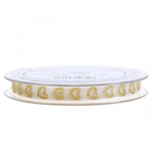 Itens Fita decorativa branca com motivo de coração 10mm 20m