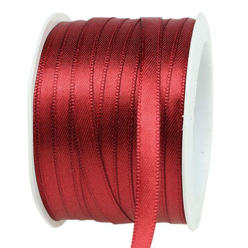 Fita de presente de cetim Bordeaux cetim duplo 6mm 50m