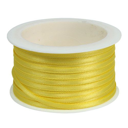 Itens Fita de presente de alta qualidade, fita de cetim amarela 3 mm × 50 m