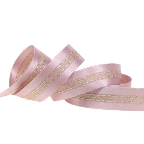 Floristik24 Fita decorativa com padrão de listras rosa 25mm 20m