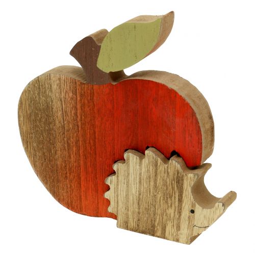 Floristik24 Figura decorativa maçã com vermelho ouriço, natural 13 cm 3 unidades