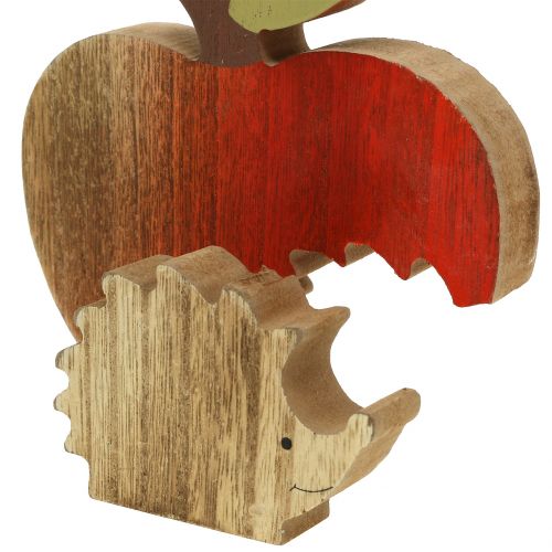 Itens Figura decorativa maçã com vermelho ouriço, natural 13 cm 3 unidades