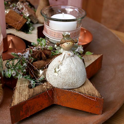 Floristik24 Figura decorativa anjo 6,5 cm creme, ouro 8 unidades