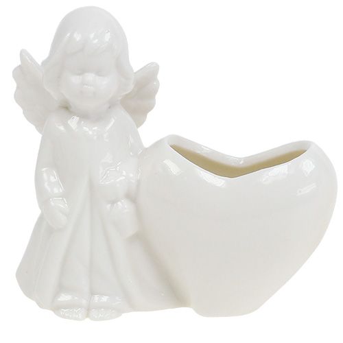 Floristik24 Figura decoração anjo com coração 9,5cm branco