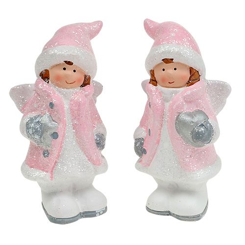 Floristik24 Figura decorativa menina anjo rosa claro 11cm 2 unidades