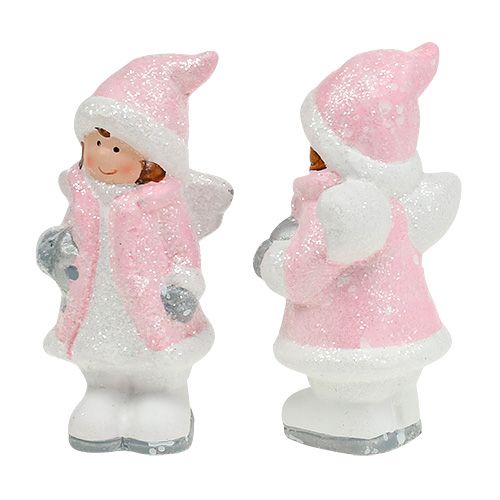 Floristik24 Figura decorativa menina anjo rosa claro 11cm 2 unidades