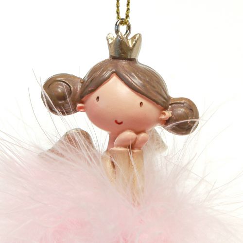 Floristik24 Figura decorativa anjo princesa decoração de árvore de Natal branco, rosa 12 cm 2 unidades