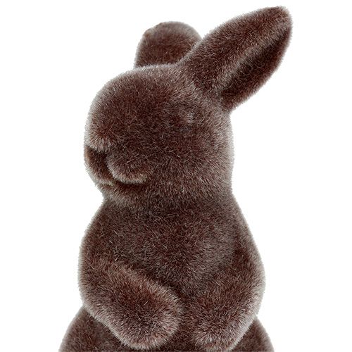Floristik24 Figura decorativa coelhinha flocada 7cm marrom 1p
