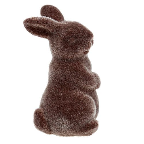 Floristik24 Figura decorativa coelhinha flocada 7cm marrom 1p