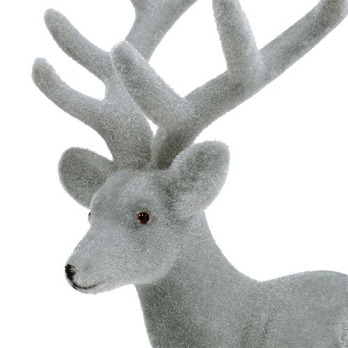 Floristik24 Figura Deco veado reunido em cinza 22 cm 3 unidades