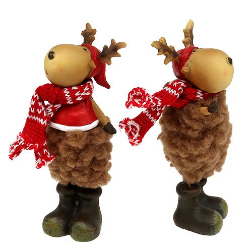Floristik24 Figura decoração rena com lenço 15cm marrom 4 unidades