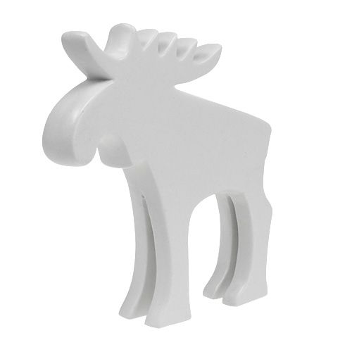 Floristik24 Figura Deco alce cerâmica branca 18,5 cm 1 peça