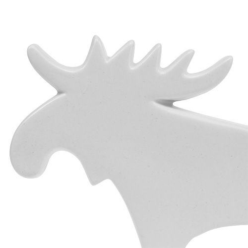 Floristik24 Figura Deco alce cerâmica branca 18,5 cm 1 peça