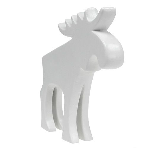 Floristik24 Figura Deco alce cerâmica branca 18,5 cm 1 peça