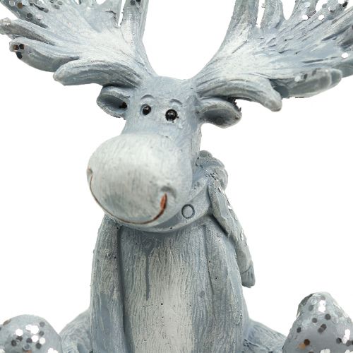 Floristik24 Figura decorativa alce sentado 8,5 cm cinza claro 2 unidades