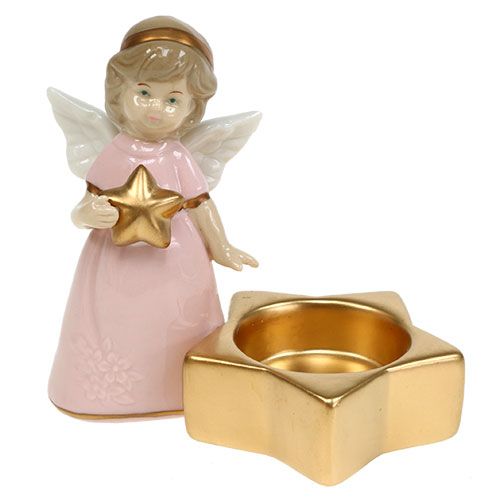 Floristik24 Figura decorativa do anjo com luz azul 10,5cm