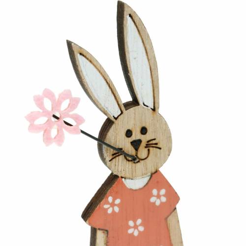 Floristik24 Figura decorativa Coelhinho da Páscoa laranja, coelhinho de madeira branco Decoração da Páscoa 6 unidades