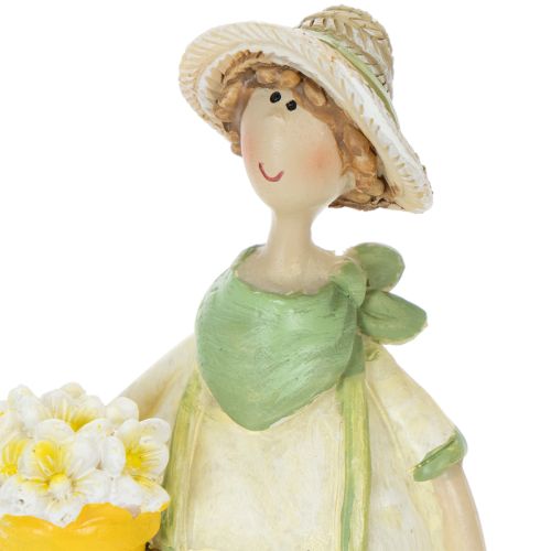 Conjunto de 2 estatuetas decorativas de jardineiros para mesa, tema verão, nas cores verde e amarelo, 16,5 x 5,5 cm. | Floristik24.pt