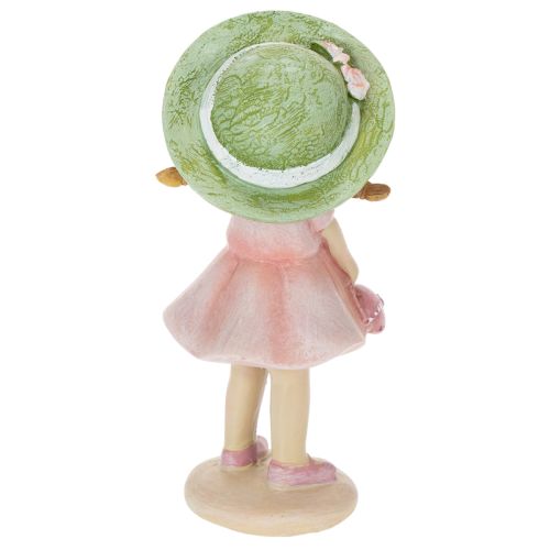 Conjunto de 2 figuras decorativas de meninas com chapéus, nas cores rosa e verde, 6,5 x 5,5 x 14,5 cm. | Floristik24.pt