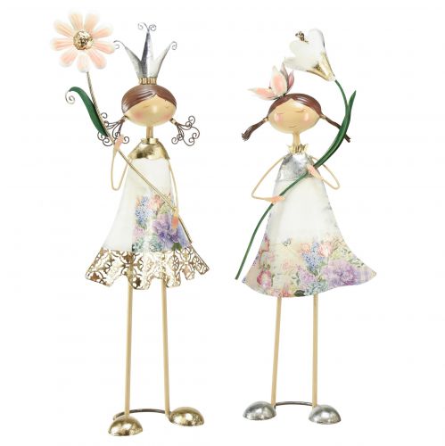 Floristik24 Figuras decorativas decoração de varanda figuras de menina de metal 56/57cm 2 unidades