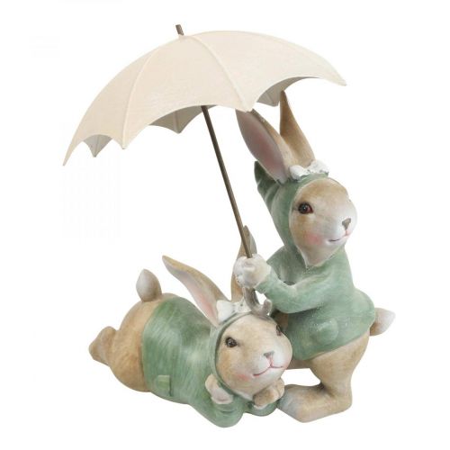 Floristik24 Figuras Deco coelho par Coelhos Deco com sombrinha Alt.22cm