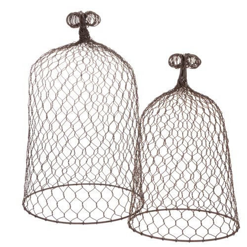 Sino decorativo de metal, auxiliar de escalada, capuz de arame, marrom, acabamento enferrujado, A50/41cm Ø30/25cm, conjunto de 2 comprar | Floristik24.pt