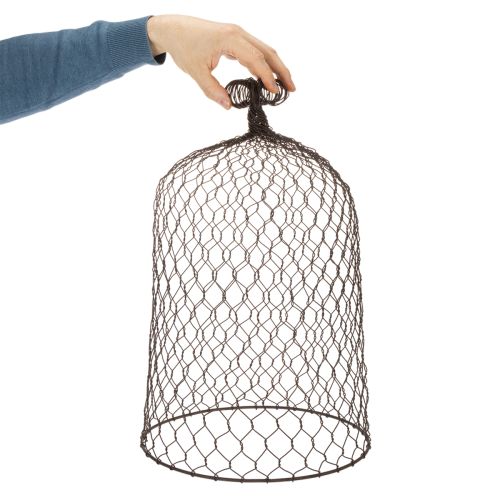 Sino decorativo de metal, auxiliar de escalada, capuz de arame, marrom, acabamento enferrujado, A50/41cm Ø30/25cm, conjunto de 2 | Floristik24.pt