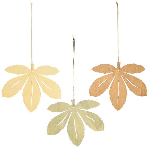 Itens Cabide decorativo madeira folhas de outono verde marrom natural 12x10cm 12 un