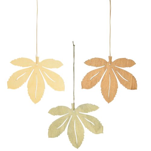Itens Cabide decorativo madeira folhas de outono verde marrom natural 12x10cm 12 un
