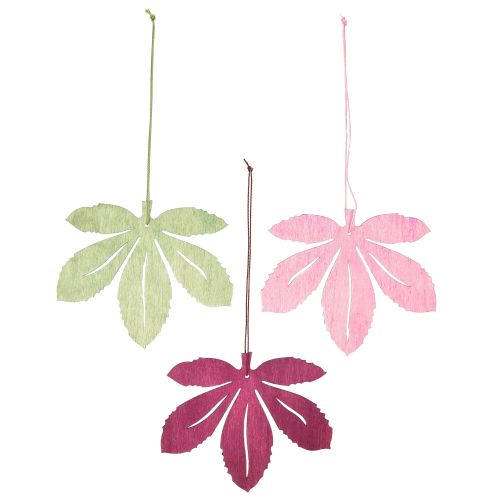 Itens Cabide decorativo madeira folhas de outono rosa roxo verde 12x10cm 12 un