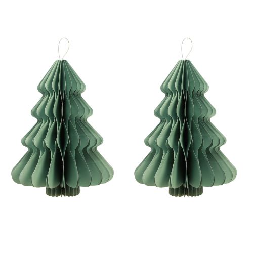 Itens Árvore de papel decorativa para pendurar Natal, prata menta, altura 40 cm, 2 peças