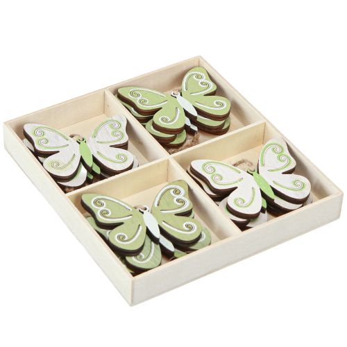 Itens Cabide decorativo borboleta decoração madeira verde natural 5×6cm 12 un