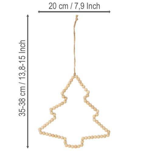 Itens Cabide decorativo contas de madeira de natal coração estrela árvore H20cm 3 peças