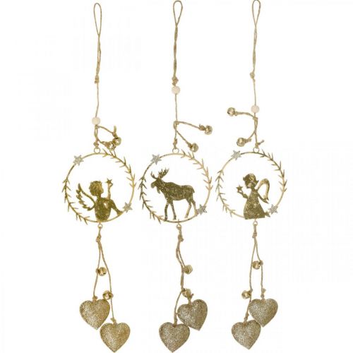 Itens Cabide decorativo, guirlanda de metal Advento, anjo, rena Ø9cm conjunto de 3