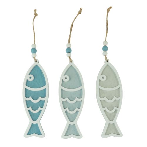 Itens Cabide decorativo de madeira de peixe pendurado decoração azul marítimo 12 cm 9 unidades