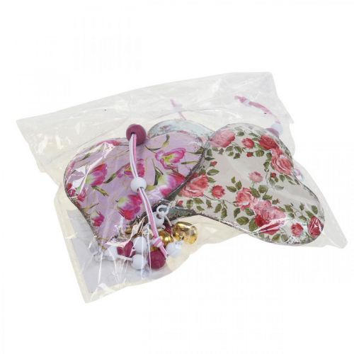 Floristik24 Cabide decorativo coração decoração vintage flores pingente 8,5x9cm 3 un