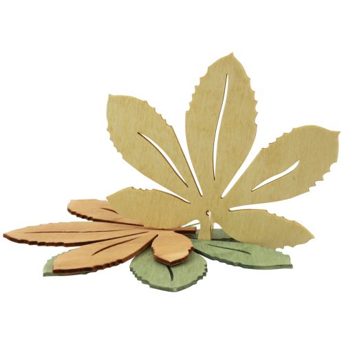 Itens Cabide decorativo madeira folhas de outono verde marrom natural 12x10cm 12 un