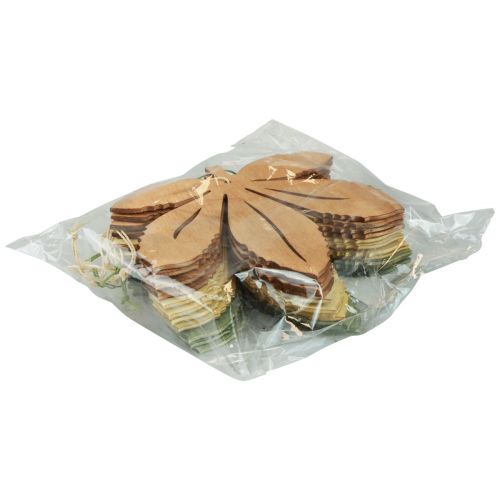 Itens Cabide decorativo madeira folhas de outono verde marrom natural 12x10cm 12 un