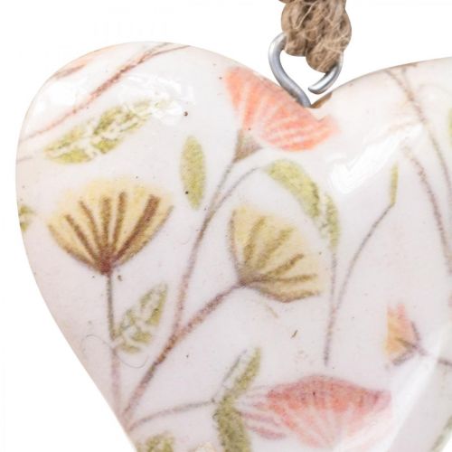 Floristik24 Cabide decorativo em madeira coração motivo flores 7x10x2.5cm