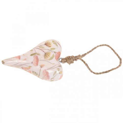 Floristik24 Cabide decorativo em madeira coração motivo flores 7x10x2.5cm